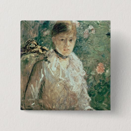 Portret van een jonge dame vierkante button 5,1 cm (Voorkant)