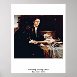 Portret van een jonge Scholar van Lorenzo Lotto Poster