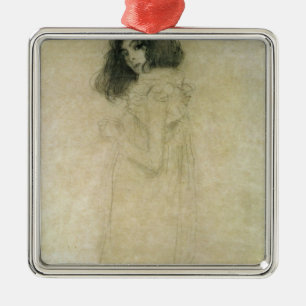 Portret van een jonge vrouw, 1896-1997 metalen ornament