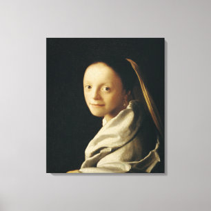 Portret van een jonge vrouw, c.1663-65 canvas afdruk