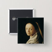 Portret van een jonge vrouw, c.1663-65 vierkante button 5,1 cm (Voorkant /achterkant)