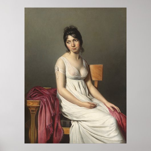 Portret van een jonge vrouw in het wit poster (Voorkant)