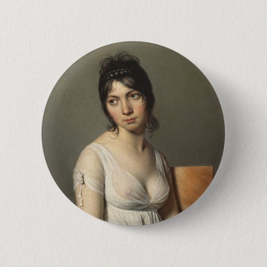Portret van een jonge vrouw in het wit ronde button 5,7 cm (Voorkant)