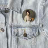 Portret van een jonge vrouw in het wit ronde button 5,7 cm (In situ)