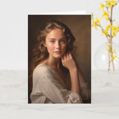 Portret van een jonge vrouw. kaart (Gele Bloem)