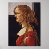 Portret van een jonge vrouw - Simonetta Vespucci Poster (Voorkant)