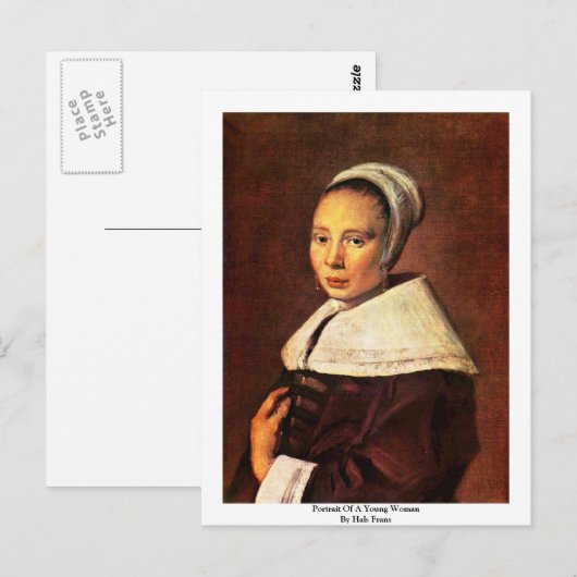 Portret van een jonge vrouw van Hals Frans Briefkaart (Voorkant / Achterkant)