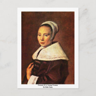 Portret van een jonge vrouw van Hals Frans Briefkaart
