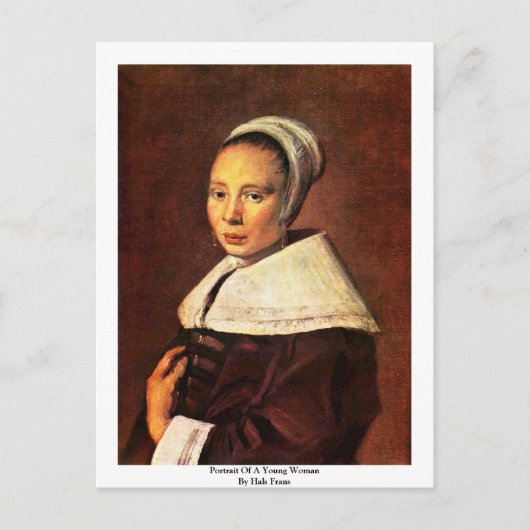 Portret van een jonge vrouw van Hals Frans Briefkaart (Voorkant)