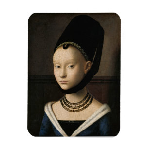Portret van een jonge vrouw (van Petrus Christus) Magneet
