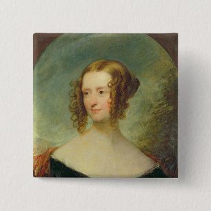 Portret van een jonge vrouw vierkante button 5,1 cm