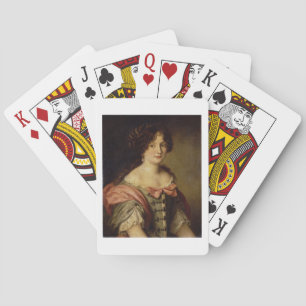 Portret van een jongedame speelkaarten