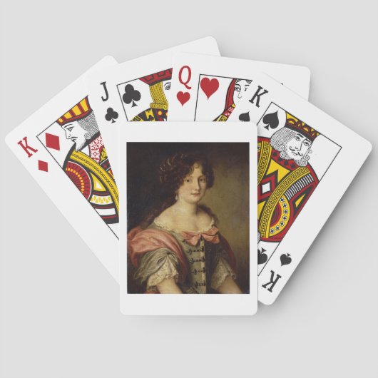 Portret van een jongedame speelkaarten (Achterkant)