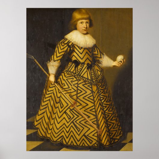 Portret van een jongen met een Kolf Club - Golfpri Poster (Voorkant)