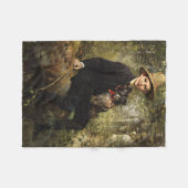 Portret van een jongen met hond in een bos (Knaus) Fleece Deken (Voorkant (Horizontaal))