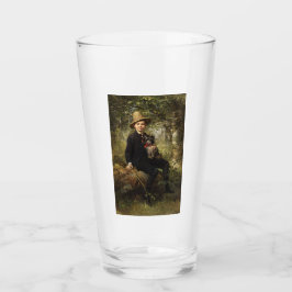 Portret van een jongen met hond in een bos (Knaus) Glas