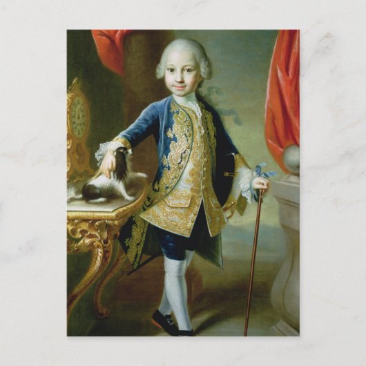 Portret van een jongen met Pet Spaniel, 18e eeuw Briefkaart (Voorkant)