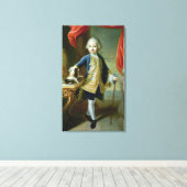 Portret van een jongen met Pet Spaniel, 18e eeuw Canvas Afdruk (Insitu (Houten vloer))