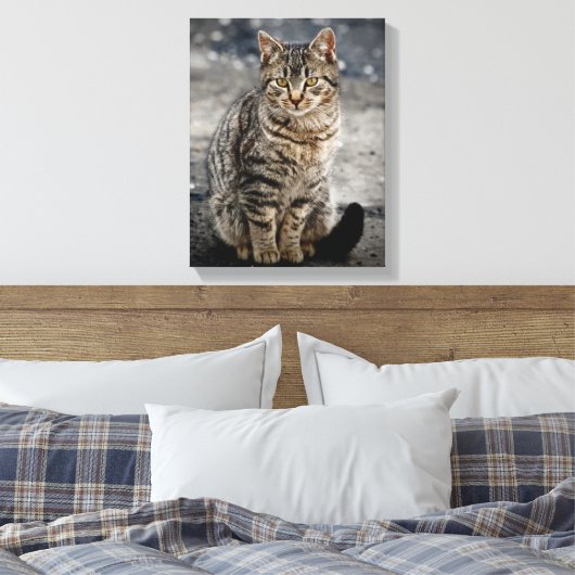 Portret van een kat canvas afdruk (Insitu (Slaapkamer))