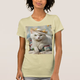 Portret van een kat in een pet. t-shirt