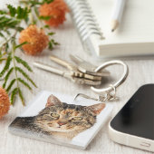 Portret van een kat sleutelhanger (Voorkant Rechts)