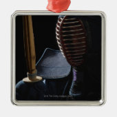 Portret van een Kendo Fencer 6 Metalen Ornament (Voorkant)