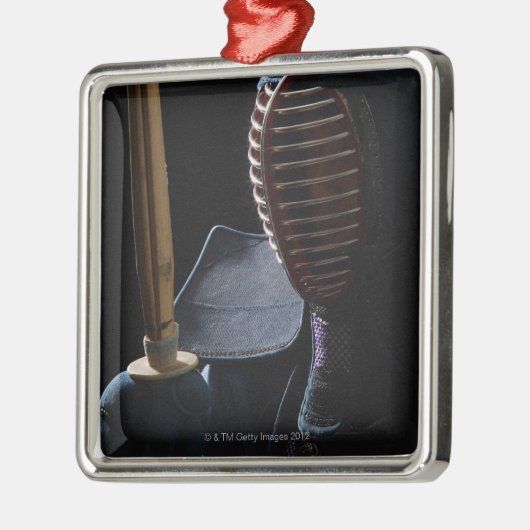 Portret van een Kendo Fencer 6 Metalen Ornament (Links)
