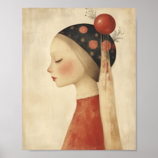 Portret van een kerstvrouw grillig poster (Voorkant)