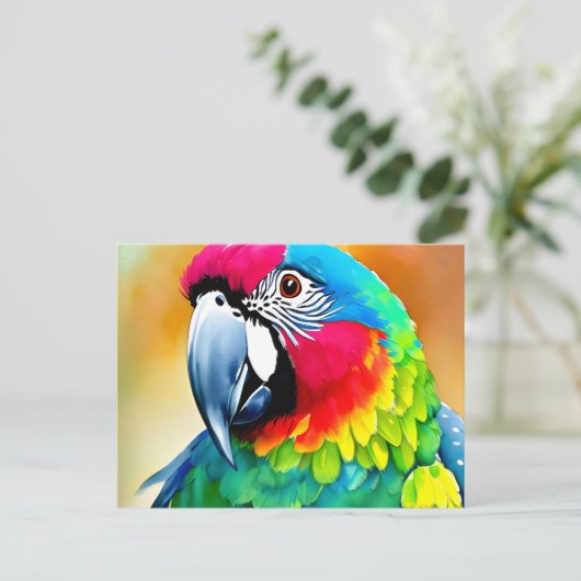 Portret van een kleurrijke papegaai briefkaart (Staand voorkant)