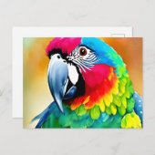 Portret van een kleurrijke papegaai briefkaart (Voorkant / Achterkant)