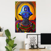 Portret van een kleurrijke robot alien | AI Art. Poster (Thuiskantoor)