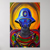 Portret van een kleurrijke robot alien | AI Art. Poster (Voorkant)