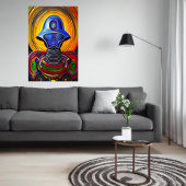 Portret van een kleurrijke robot alien | AI Art. Poster