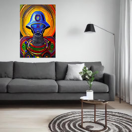 Portret van een kleurrijke robot alien | AI Art. Poster