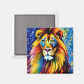 Portret van een kleurrijke rode lion magneet (Voorkant / Achterkant)