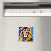 Portret van een kleurrijke rode lion magneet (Insitu (Vaatwasser))