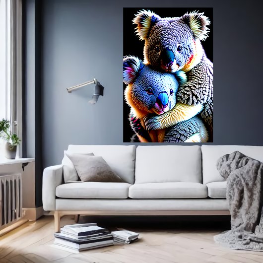 Portret van een Koala kind en moeder | AI Art Poster