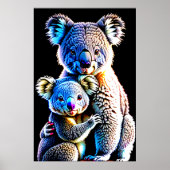 Portret van een Koala moeder en kind | AI Art Poster (Voorkant)