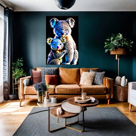 Portret van een Koala moeder en kind | AI Art Poster