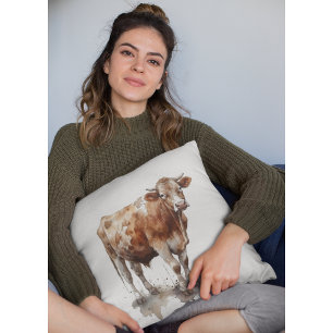Portret van een koe in boerderijstijl kussen