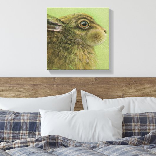 Portret van een konijn grazing boxed canvas print (Insitu (Slaapkamer))