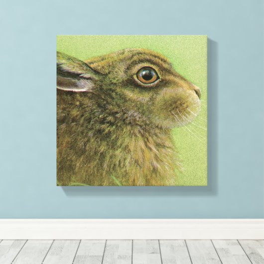 Portret van een konijn grazing boxed canvas print (Insitu (Houten vloer))