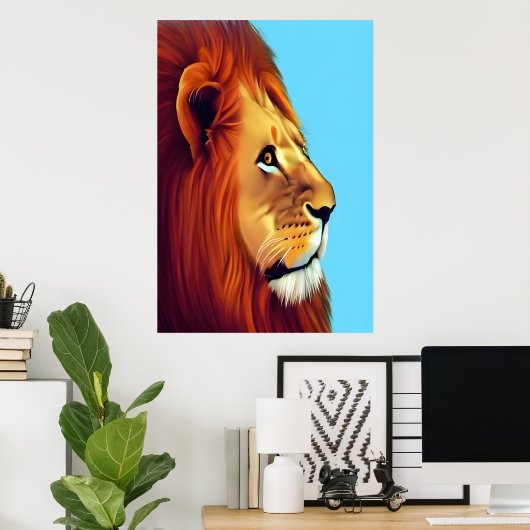 Portret van een leeuw | AI Art Poster (Thuiskantoor)