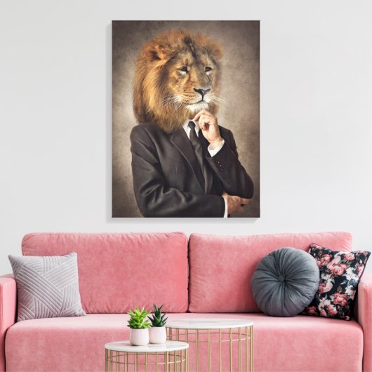 Portret van een leeuw canvas afdruk (Insitu (Woonkamer))