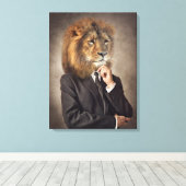 Portret van een leeuw canvas afdruk (Insitu (Houten vloer))