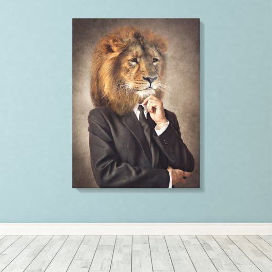 Portret van een leeuw canvas afdruk (Insitu (Houten vloer))