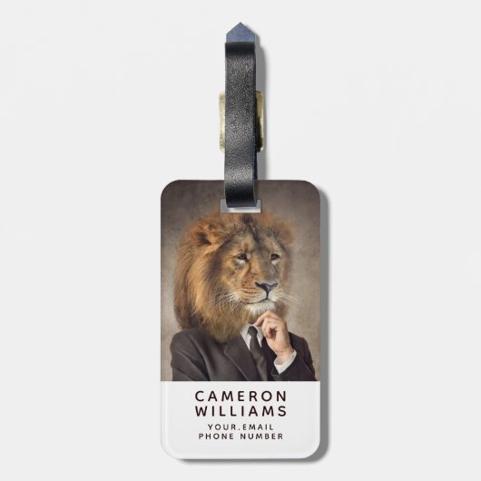 Portret van een leeuw | Jouw namen toevoegen Bagagelabel (Achterkant verticaal)