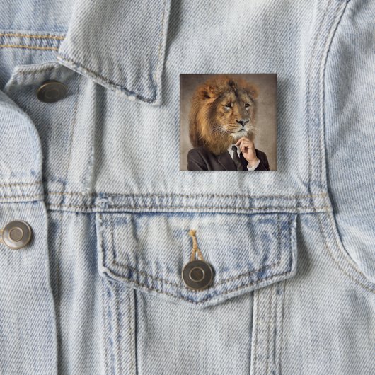 Portret van een leeuw vierkante button 5,1 cm (In situ)