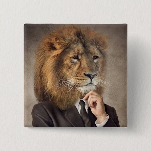 Portret van een leeuw vierkante button 5,1 cm (Voorkant)