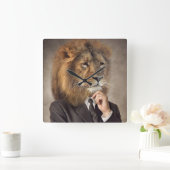 Portret van een leeuw vierkante klok (Huis)